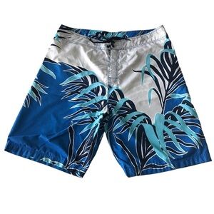 Nautica size 38 swim trunks  blue, light gray turquoise & navy
